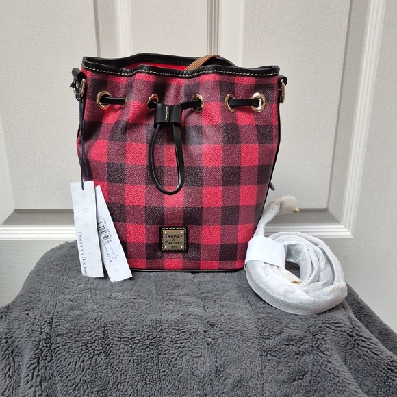 Dooney & Bourke Handbags - Dooney & Bourke Buffalo Plaid Tucker Drawstring Crossbody Bag, New W Tags